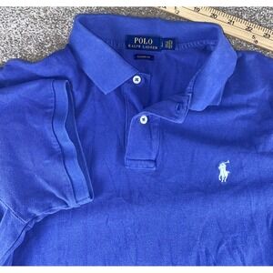 Polo Ralph Lauren Solid Blue Polo Shirt Light Blue Pony Mens L Cotton Classic